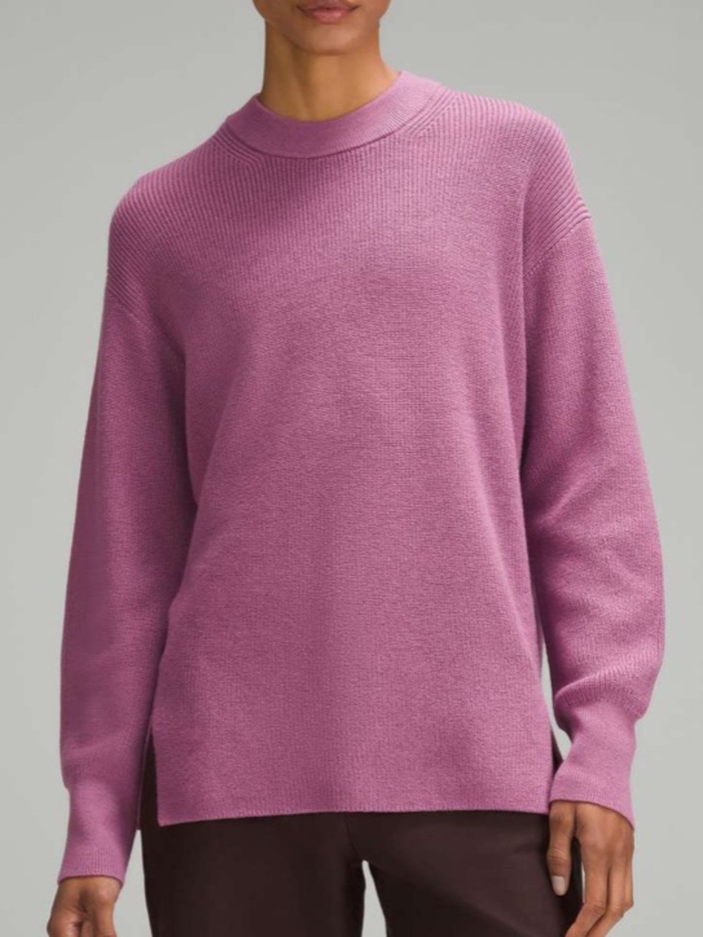 Lululemon Merino Wool Blend Ribbed Crewneck Sweater Velvet Dust Size 6 Small